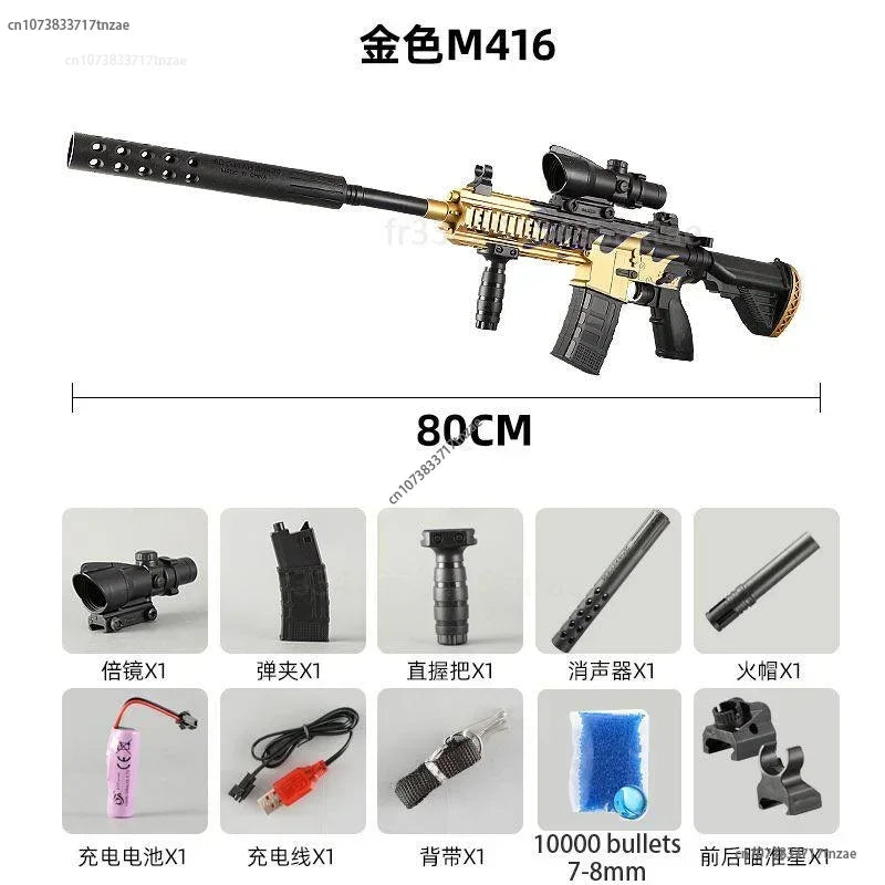 2024 New AK47 M249 Electric Gel Ball Rifle Gun CS Outdoor Game Toy 10000 Water Paintball Splatter Ball Shooter for Children Gift