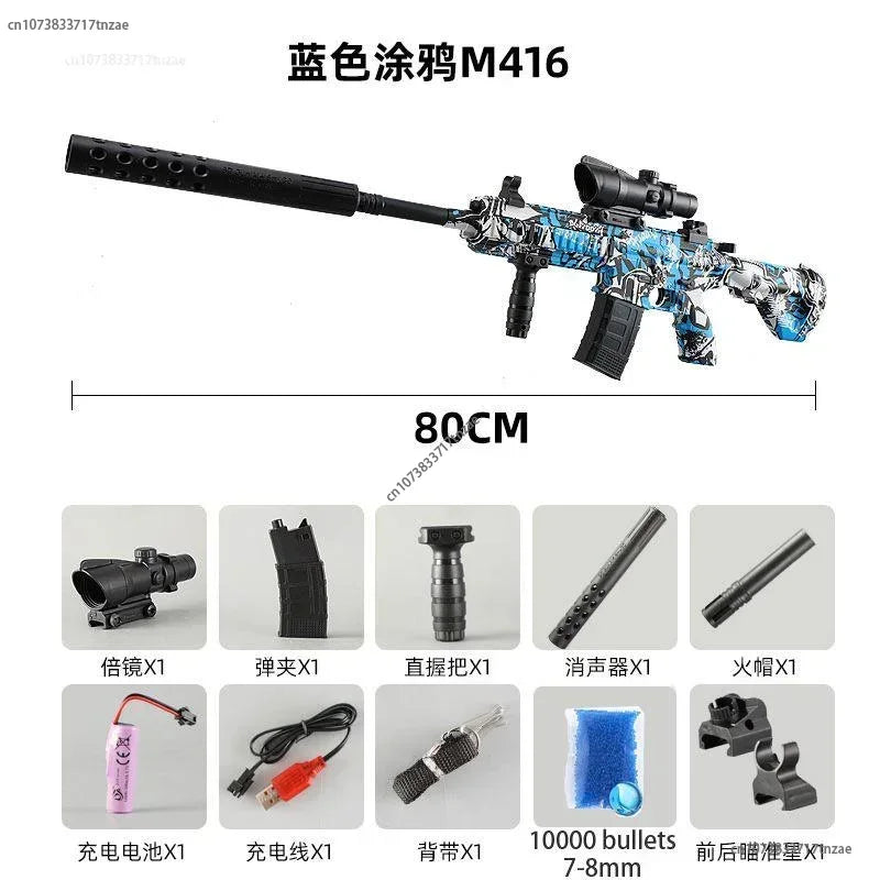 2024 New AK47 M249 Electric Gel Ball Rifle Gun CS Outdoor Game Toy 10000 Water Paintball Splatter Ball Shooter for Children Gift