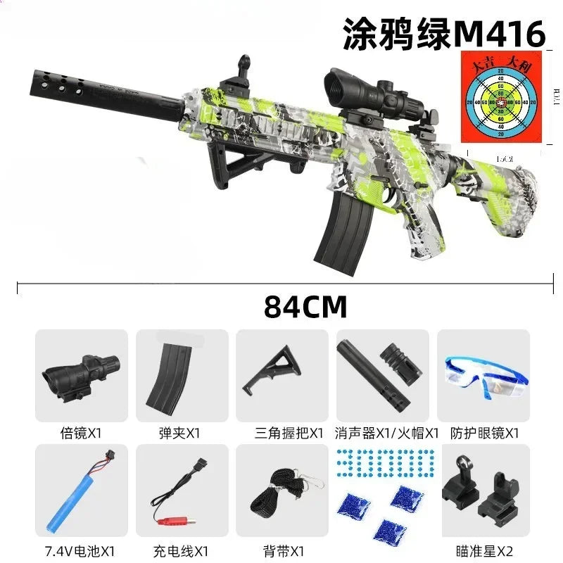 Gezheng Electric M416 Automatic Gel Bullet Blaster - Outdoor Sniper Rifle Toy 