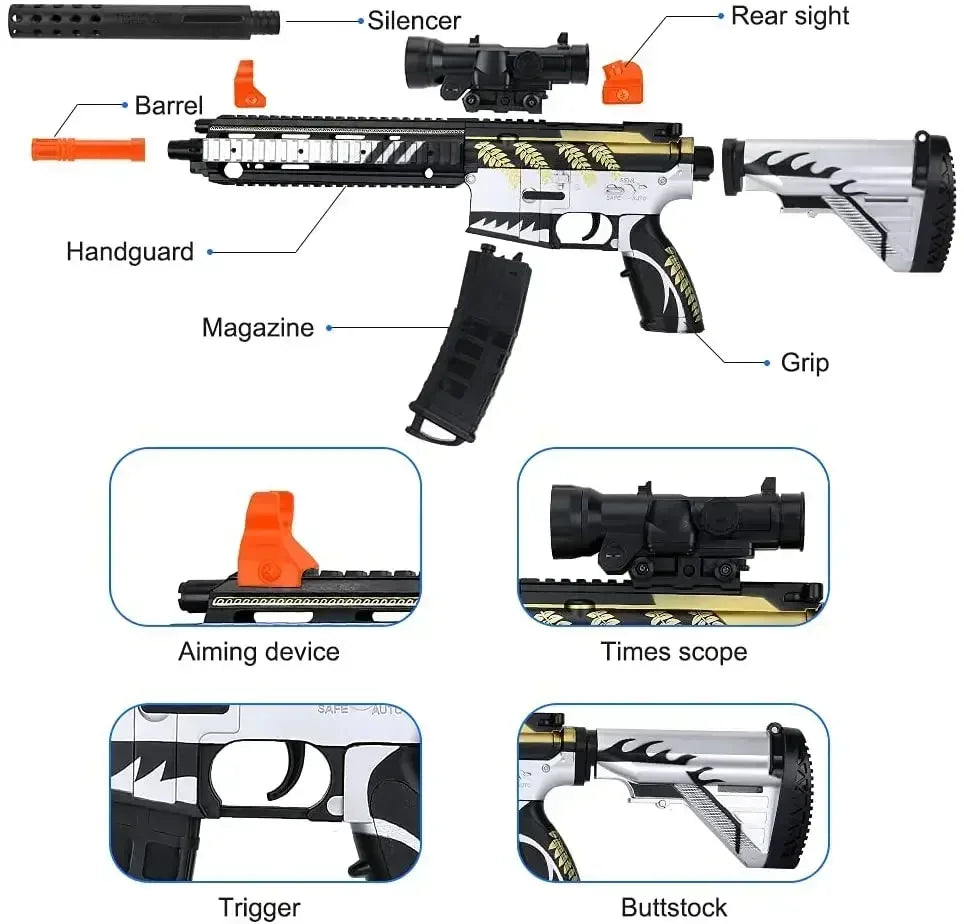 New M416 Rifle Electric Gel Ball Toy Gun Water Beads Summer Outdoor Game Airsoft Splatter Gun Weapon for Boys Gift Arma Gel Gun